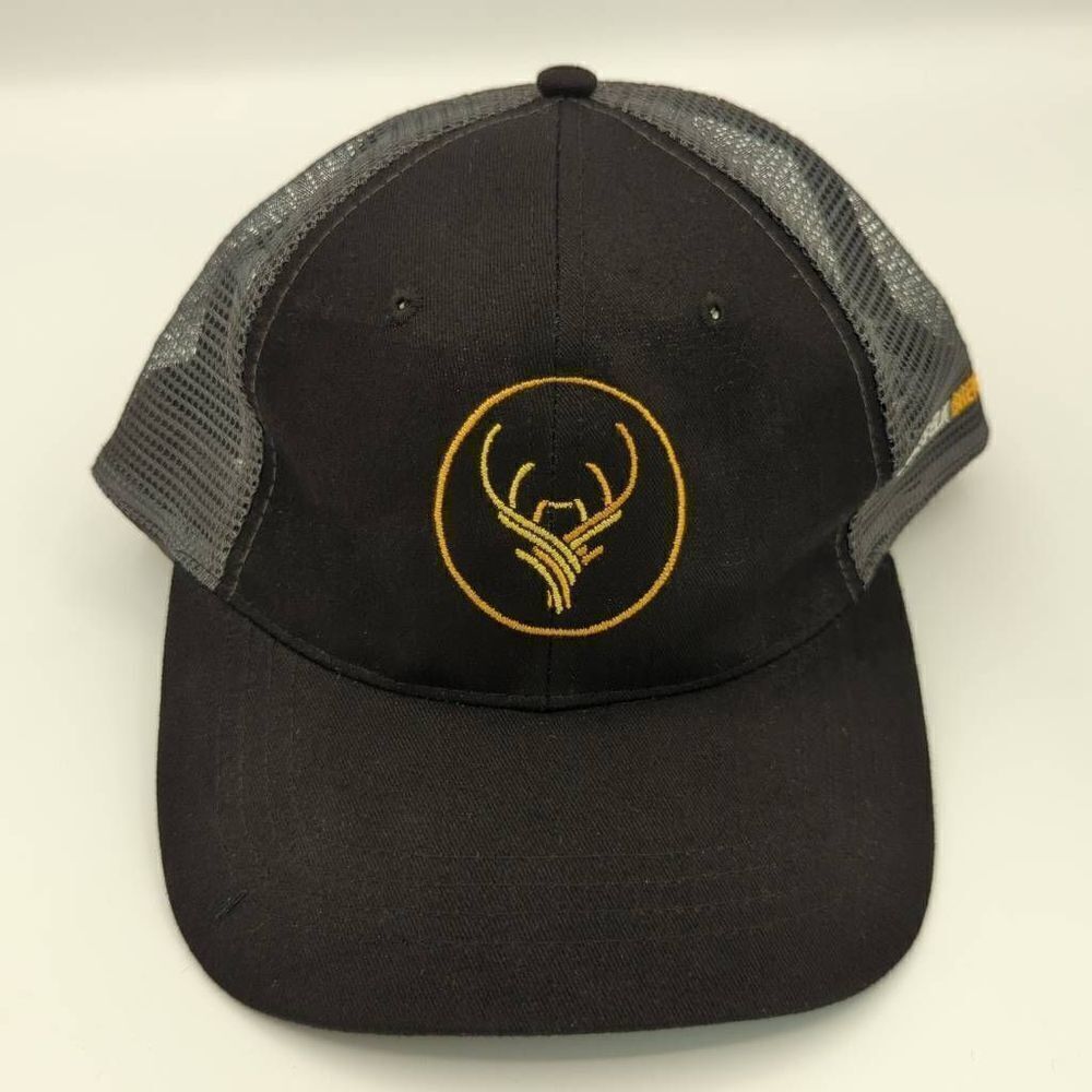 BRASS Elk Brewing Black Gray Trucker Hat Snap Back Embroidered